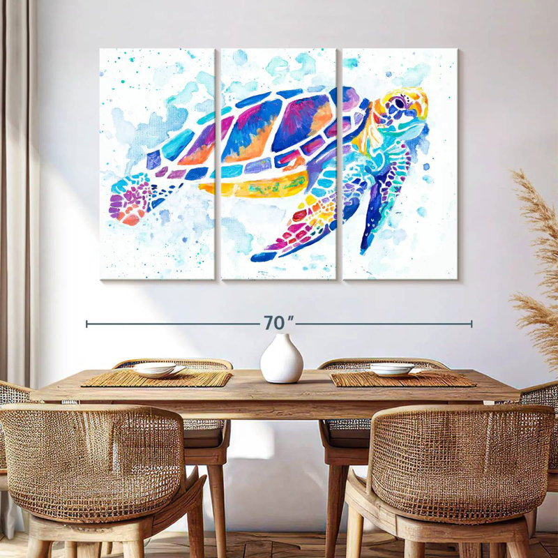 Brampt Vibrant Sea Turtle, 28" H x 45" W