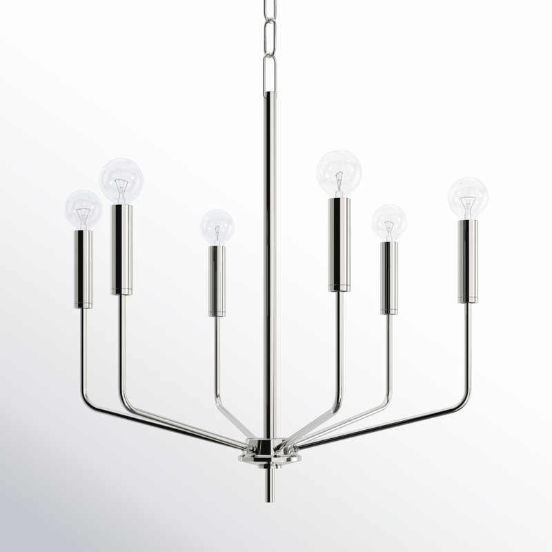 6 - Light Classic / Traditional Chandelier, Polished Nickel