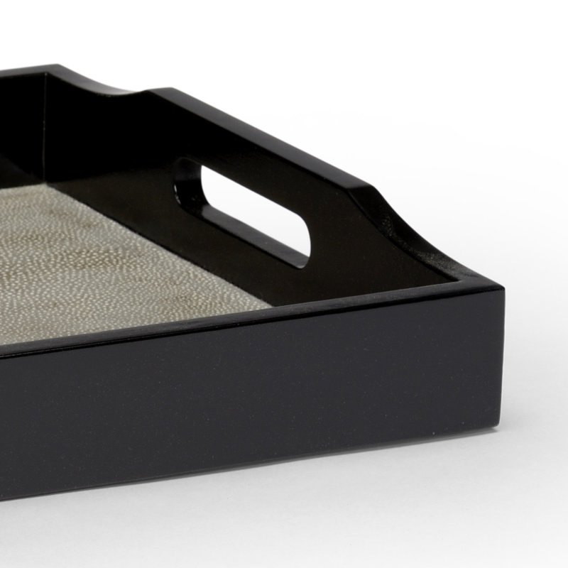 Solid Wood Decorative Tray, Antique Silver Leaf, 2.5" H x 13" W x 18" L