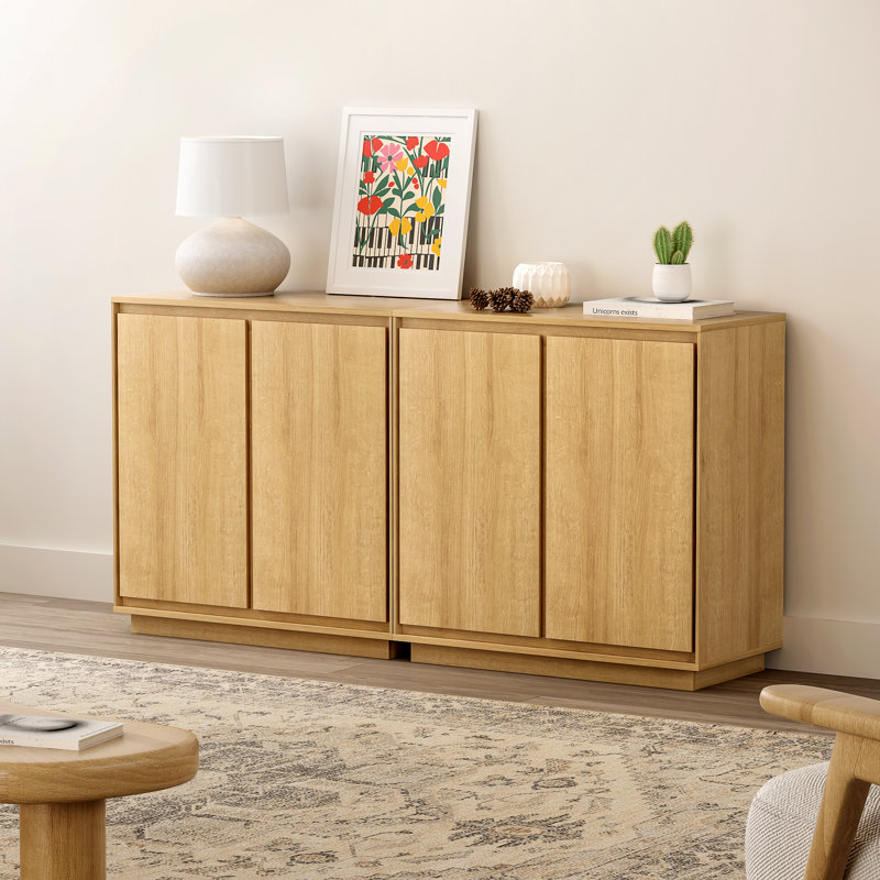 Sideboard Accent Cabinet With Adjustable Shelves, 2, Brown