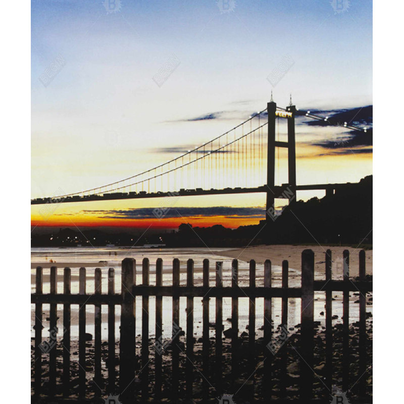 Bridge by Sunset - Orange Duvet Cover for Home Decor