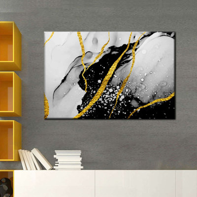Impression sur toile abstraite feuille d'or