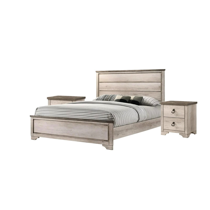 Modern Distressed Brown Full Bed In Cottage Design, Driftwood Finish For Bedroom Contemporary Frame