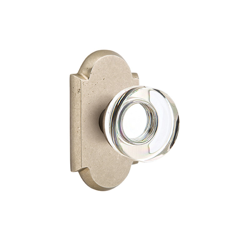 Ensemble de boutons de confidentialité Emtek avec rosette n ° 1 et bouton de verre moderne, Cascade bronze blanc