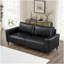 Canapé et causeuse luxueux deux pièces de luxe pour salon, appartement, rembourré, similicuir en polyuréthane respirant, noir-86832767