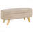43.3" Ottoman Bench - Teddy Fleece Upholstered Padded Seat, Wood Legs, Oval Modern Design, With Storage Function, End Of Bed Use