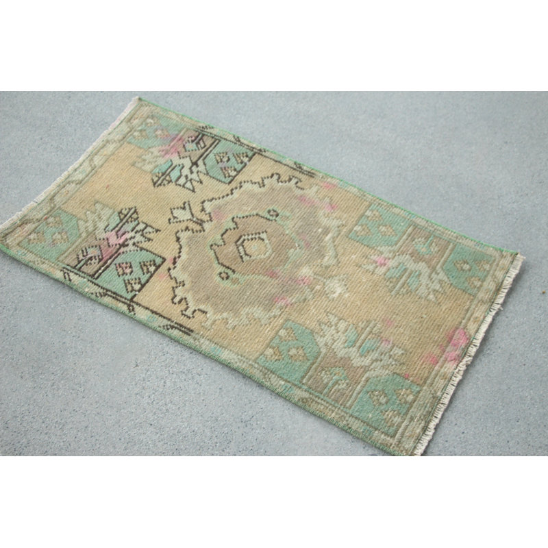 Exquisite Vintage Turkish Oushak Small Rug in Muted Colors Perfect for Enhancing Your Entryway with Unique Anatolian Wool Craftsmanship
