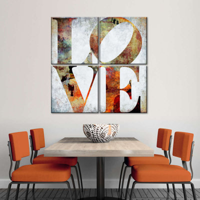 Love Love I, ensemble de 4 reproductions sur toiles tendues