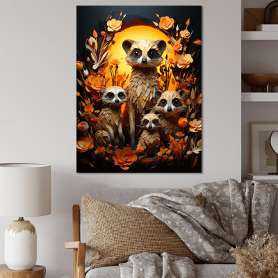 " Orange Black Meercat Community Papercut "