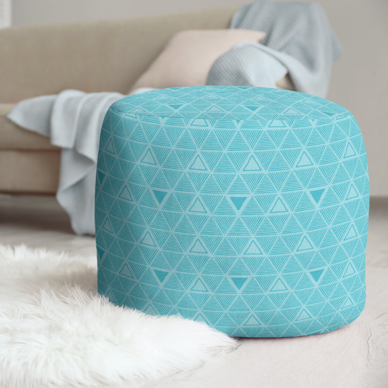 Upholstered Pouf, Light Teal