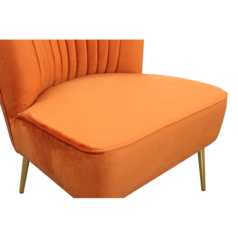 Chaise d'appoint capitonnée 28 po, Velours orange
