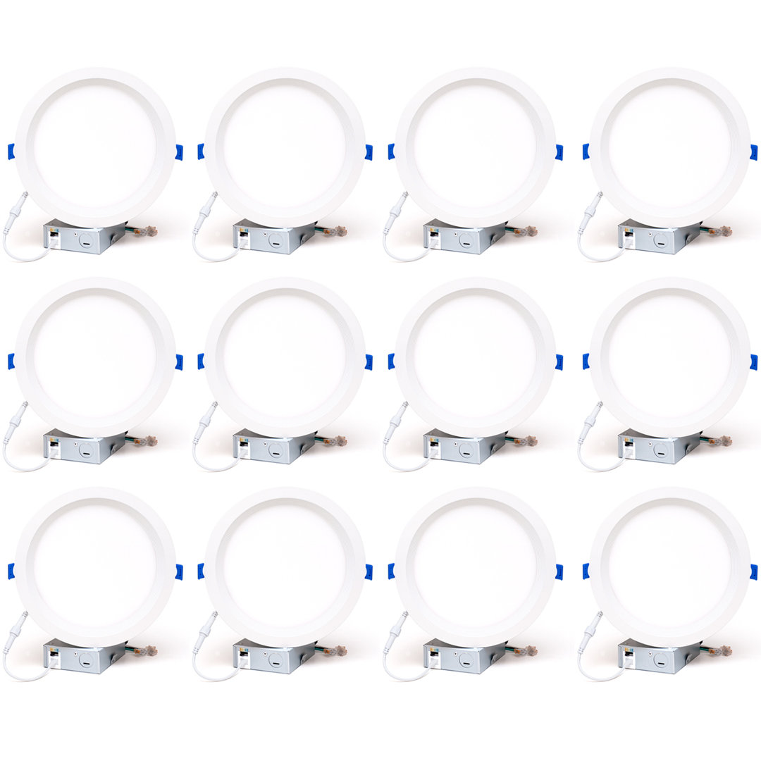 8'' Selectable Color Temperature Dimmable Air-Tight IC Rated LED Canless Recessed Lighting Kit (Set of 12) MW LIGHTING