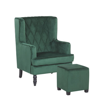 Richburg Upholstered Wingback Chair With Footstool
