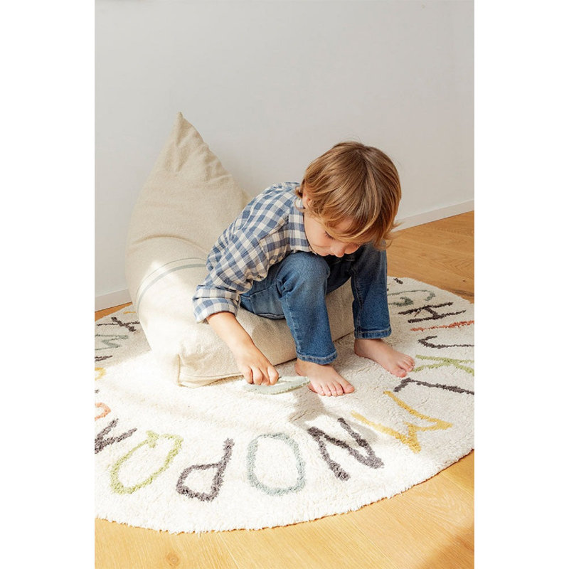 Small Puff Cleo Light Honey, Beige/Blue Cotton Blend
