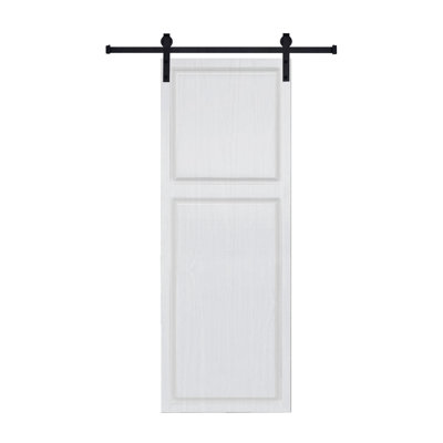 Moderne 2 panneaux 36 po X 80 po Porte de grange coulissante en bois de noyer blanc avec ensemble de quincaillerie