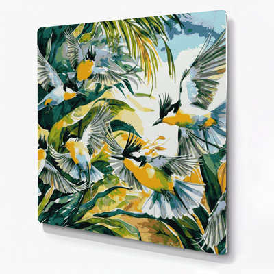Art mural oiseaux en métal vert