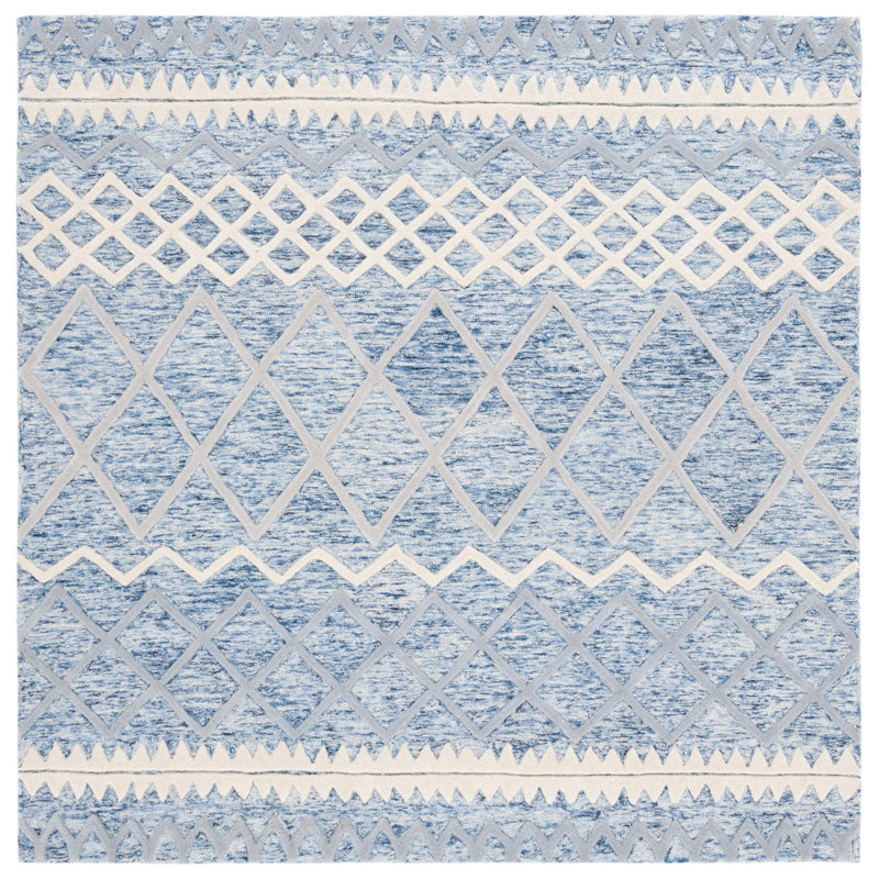 Emst Hand Tufted New Zealand Wool Southwestern Rug, Square 6'