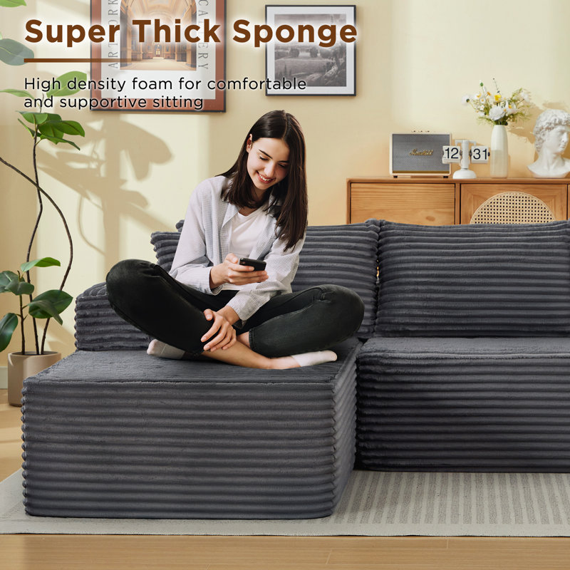 Canapé 57,7 po en fausse fourrure, Gris