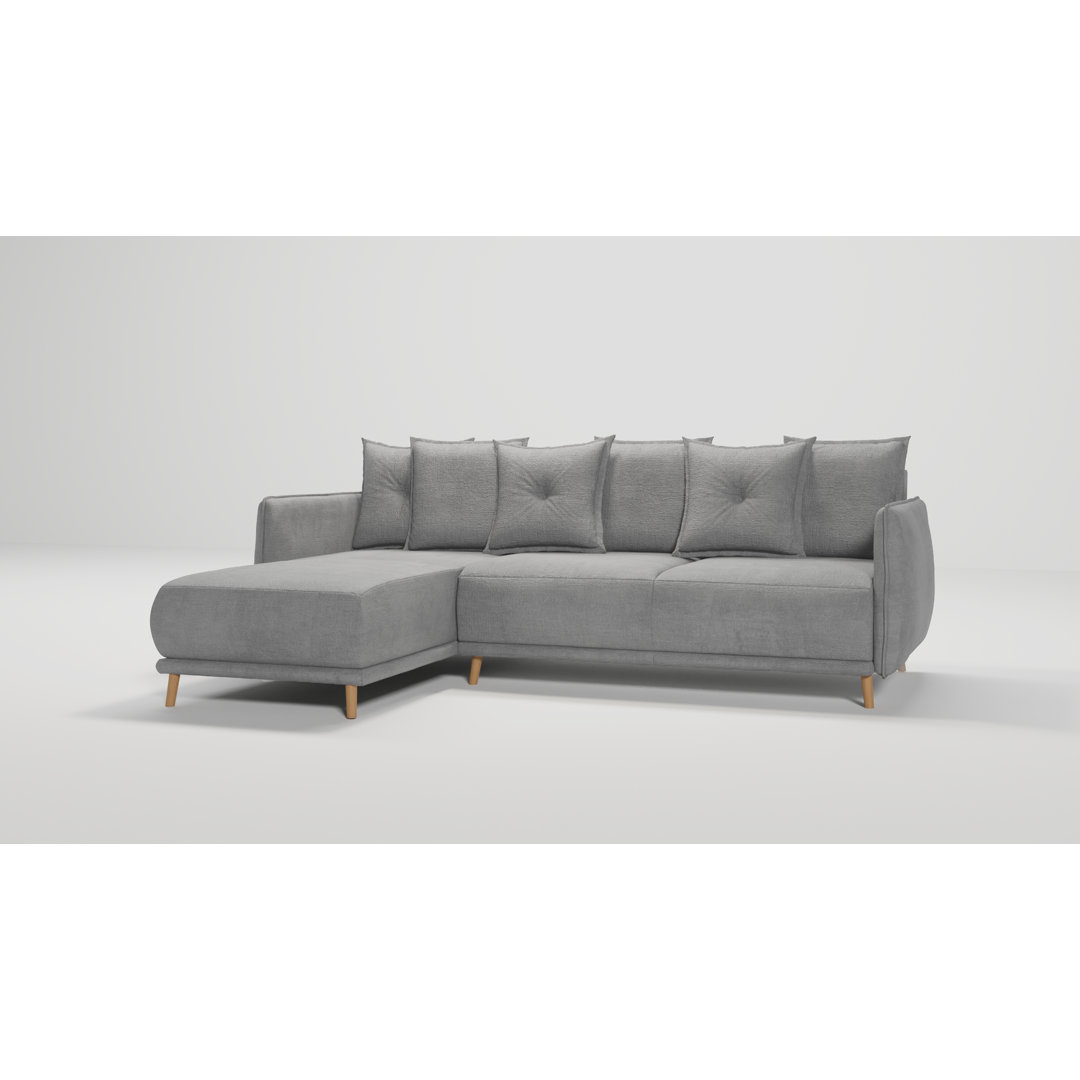 Ecksofa Edvard mit Schlaffunktion Und Bettkasten In Scandinavischem Design mit Holzfüßen aus Luxusmicrofaser