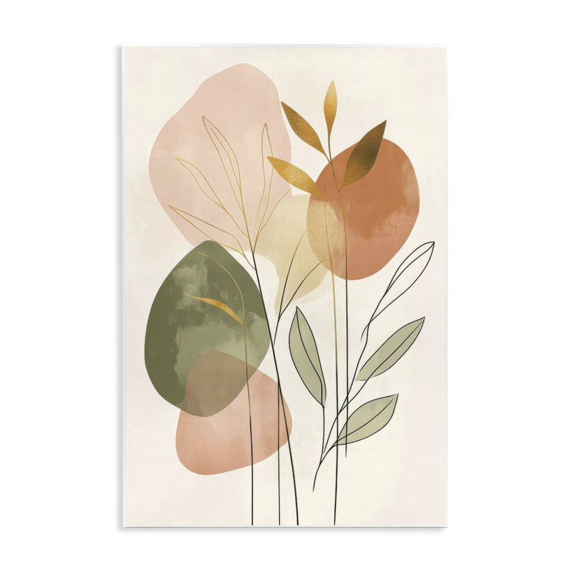  Soft Organic Shape Botanicals Wall Plaque Art by LSR Design Studio, H 15 po x l 10 po