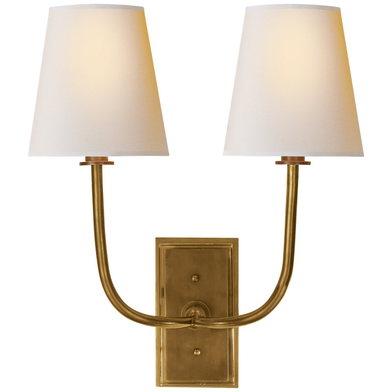 Thomas O'Brien Hulton Double Sconce, Antique Brass, Paper