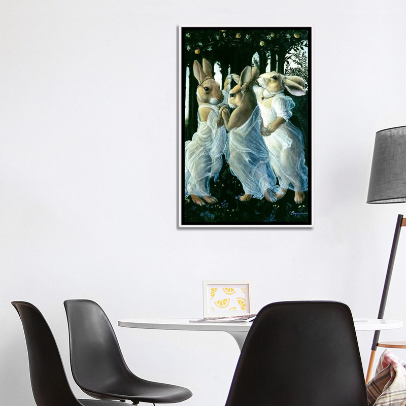 « Bunny graces » par Melinda Copper-impression d’art graphique, Toile blanche encadrée, H 40 po x l 26 po x P 1,5 po