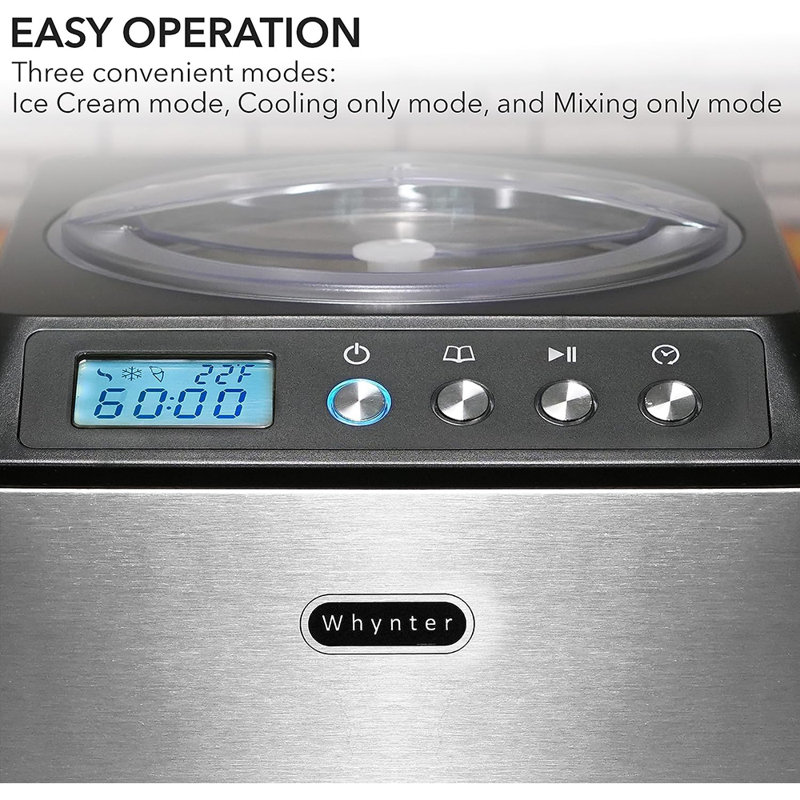 Whynter 2.1 Quart Black Stainless Steel Automatic Ice Cream Maker