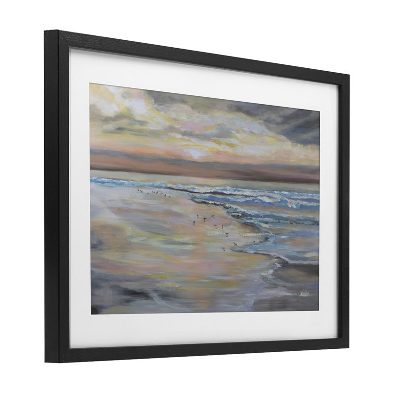 «Morning Run Beach View», reproduction encadrée sous verre, conception de Jeanette Vertentes, H 14 po x l 20 po