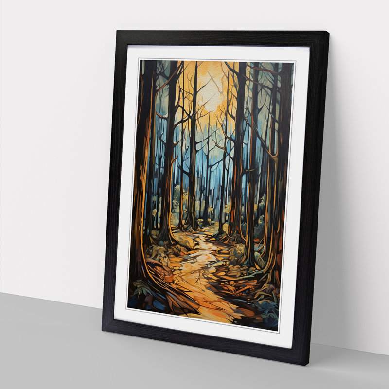 Forest Expressionism Art - Framed Print, 34cm H x 25cm W, Black Framed