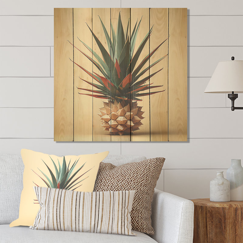 Bauhaus Minimalisme, ananas I - Ananas sur bois, H 36 po x l 36 po