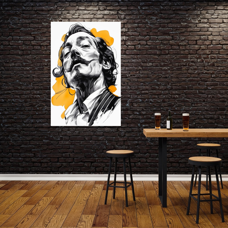 «Bold Mustache Man», art dramatique élégant, H 60 po x l 40 po