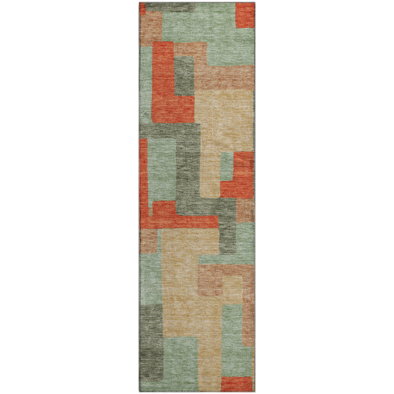 Premium Machine Washable Prisco Sage Rug, Runner 2'3" x 7'6"