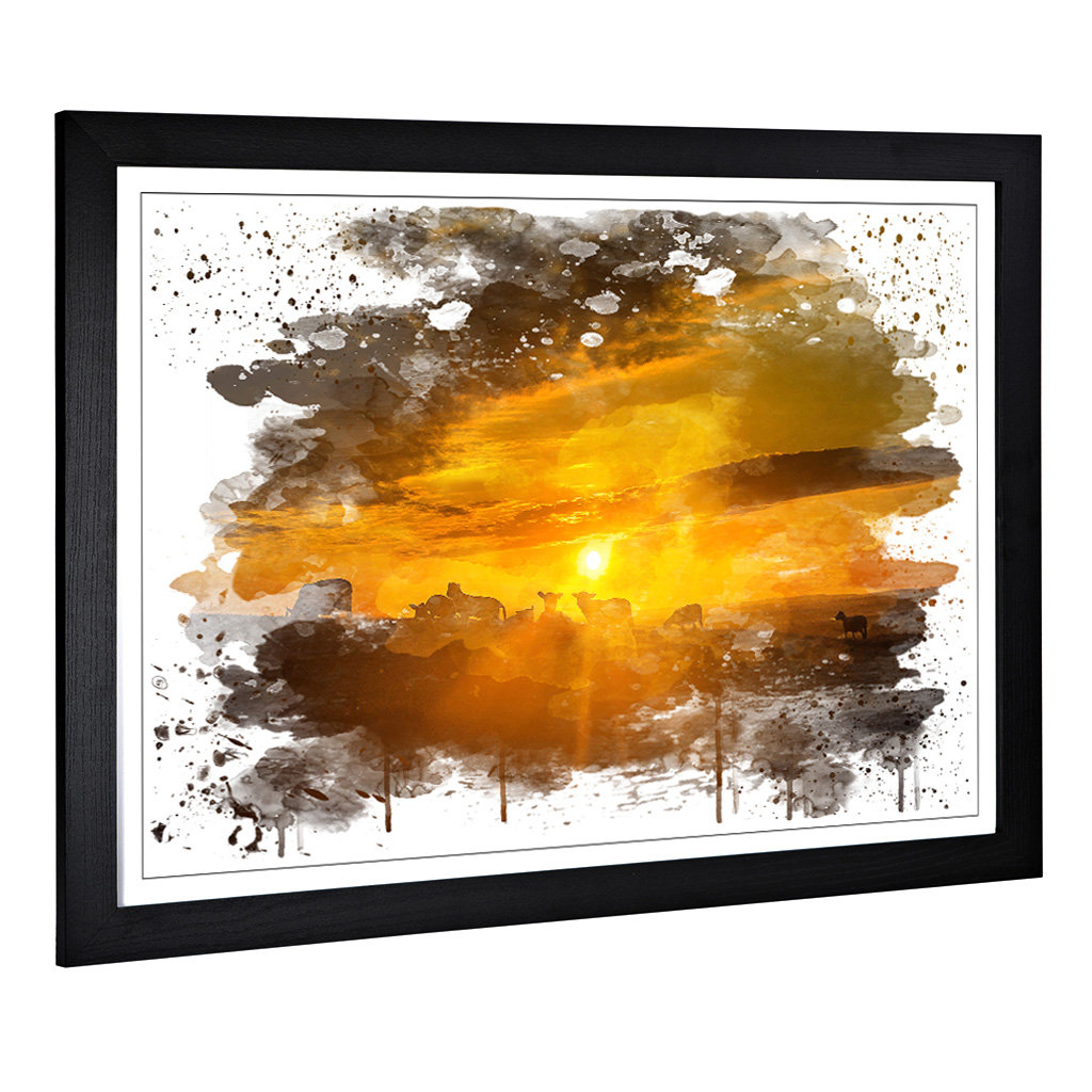 Landscape Sheep in the Sunset - Wall Art