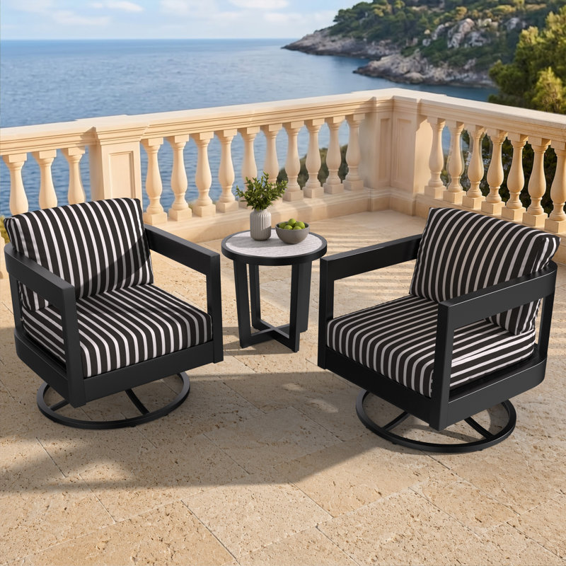 Ensemble de conversation 3 pièces avec coussins Sunbrella, Classique côte