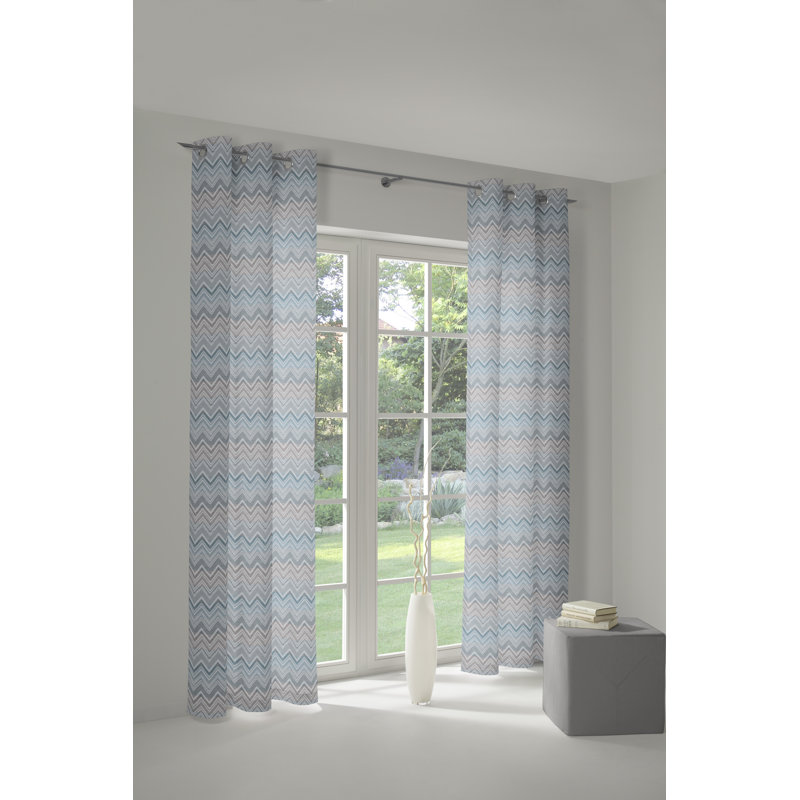 Kurtus Room Darkening Curtain, 132cm Width x 245cm Drop, Blue/Gray