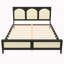 Size Wood Platform Bed with Rattan Headboard-269635355-269635297