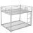 Metal Bunk Bed, Low Bunk Bed with Ladder-2093228737-2093228736