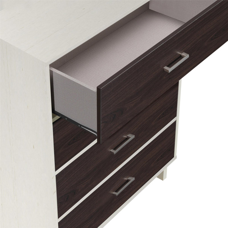 Edgemoore 76cm W 4 - Drawer Chest of Drawers, Vintage White/Espresso