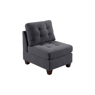 Meuble de salon capitonné gris sans accoudoirs 1pc