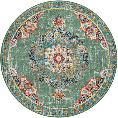 Tapis oriental vert / bleu / rouge en polypropylène tissé à la machine Pennylane
