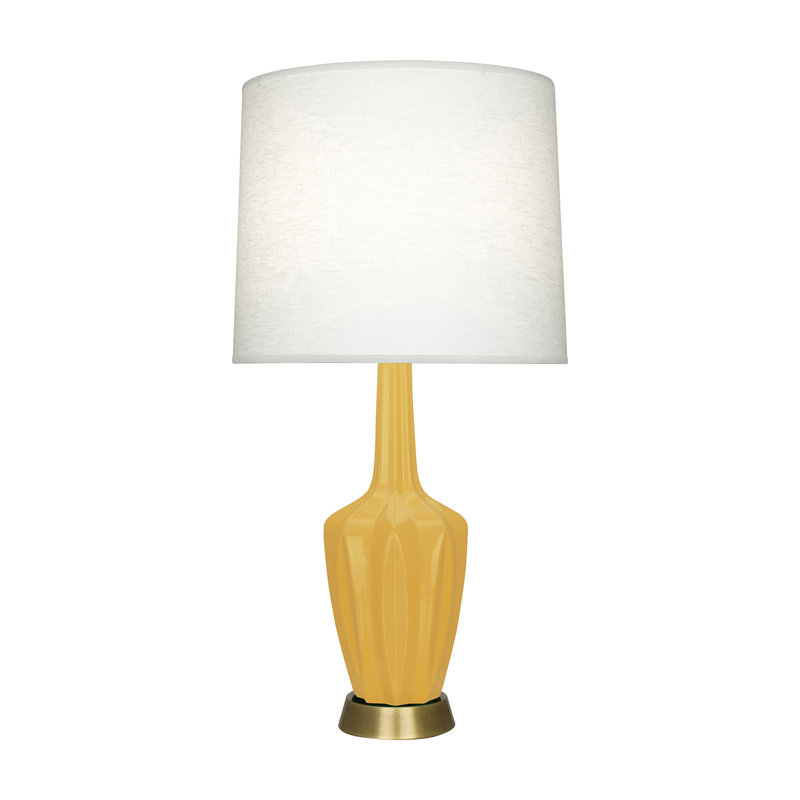 Petite lampe d'appoint Emma, Coucher de soleil jaune glacé, H 30 po x l 6,25 po x P 15 po, Céramique / métal