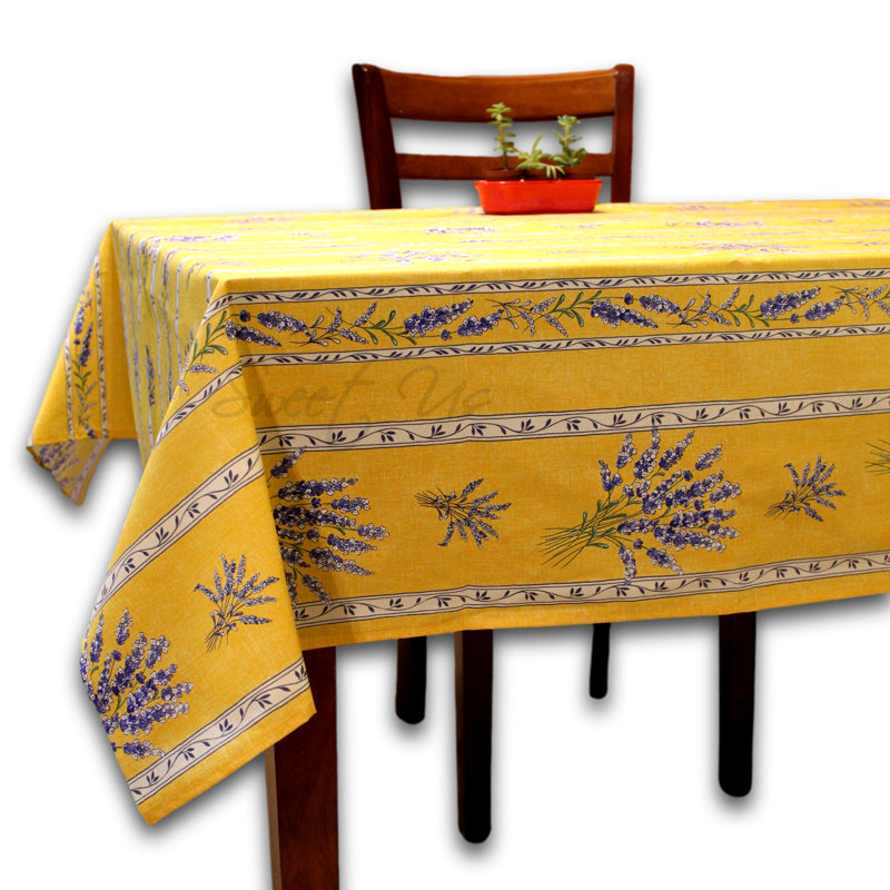 Nappe en coton lavable lavable résistant aux taches et lavable à l'acrylique, L 60 po x L 98 po, Jaune