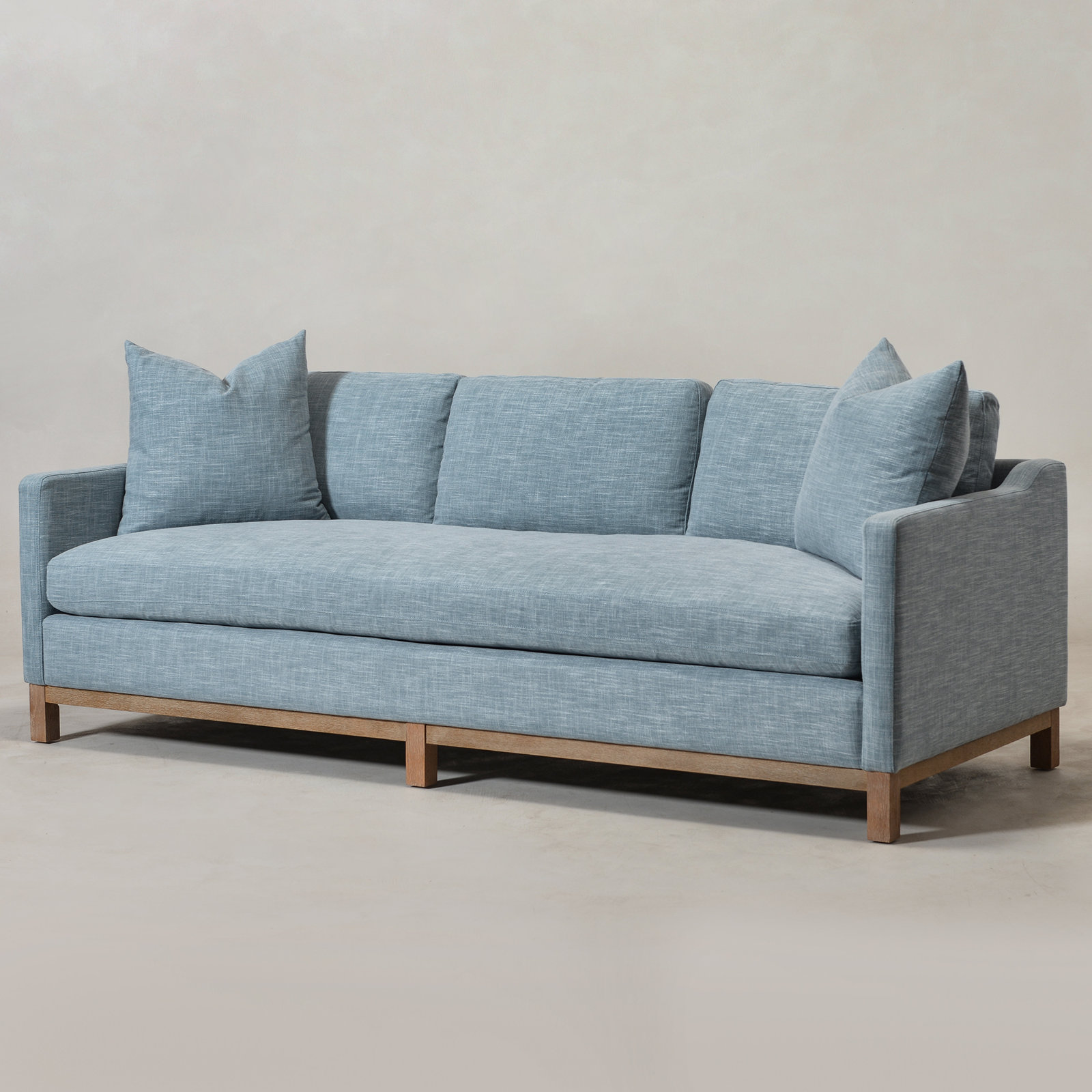 Cami 90" Upholstered Sofa, Sky Blue Linen Blend