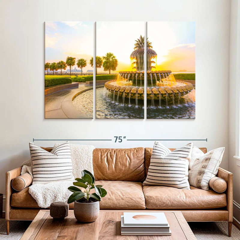 Lilie Pineapple Fountain In Charleston, 42" H x 65" W