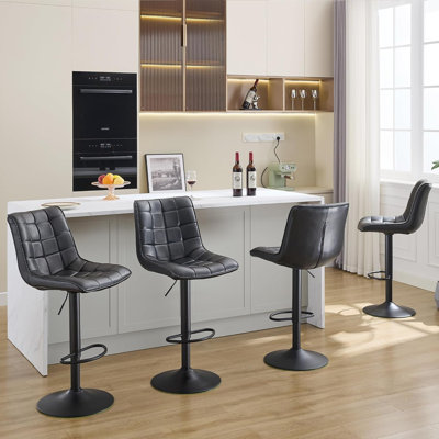 Swivel Upholstered Adjustable Height Counter Bar Stool with Backs for Kitchen Island