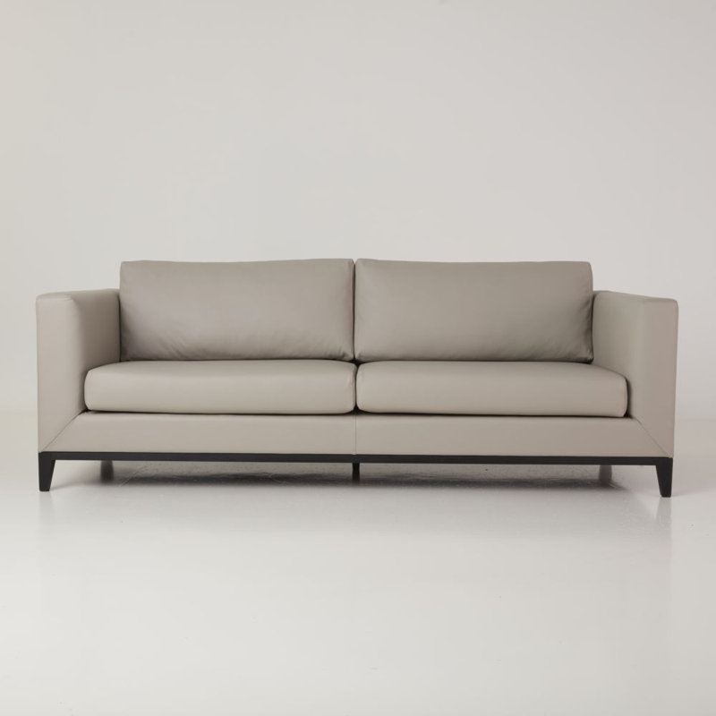 La Roux Leather Sofa, Smoke Genuine Leather, Black