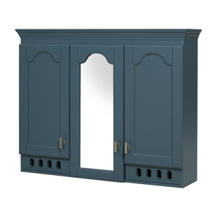 35"W x 28"H Wall Mounted Mirror Cabinet with 4 Adjustable Shelves