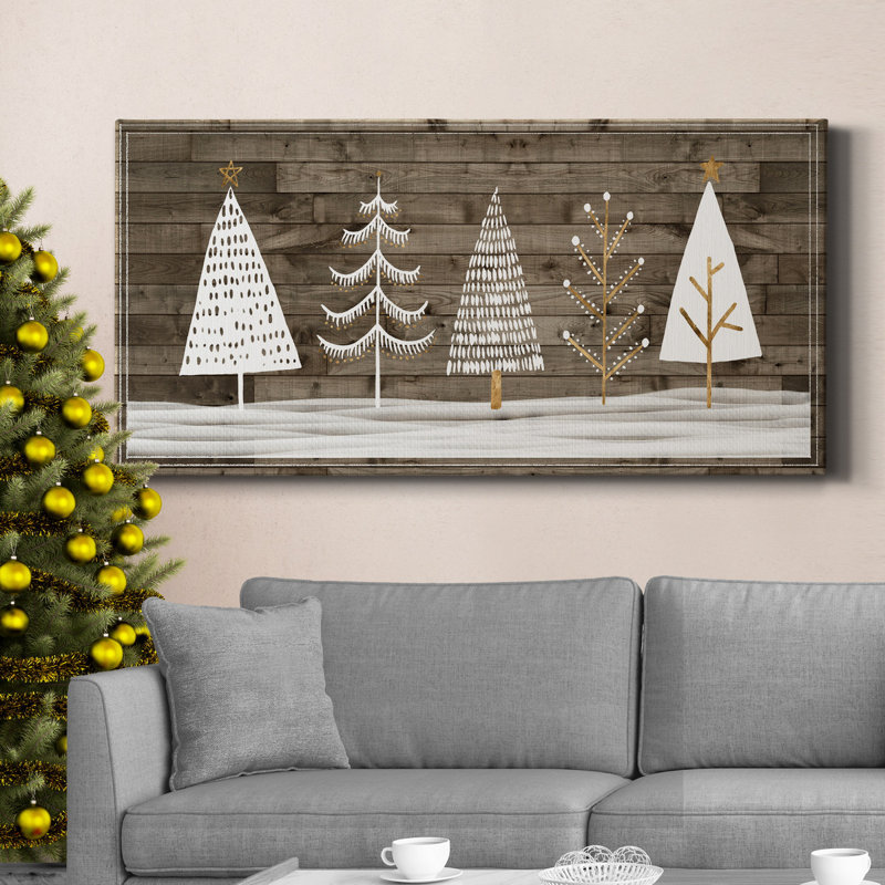 Wooded White Christmas Collection D Premium Gallery Wrapped Canvas - Ready To Hang, 8" H x 16" W x 1.5" D