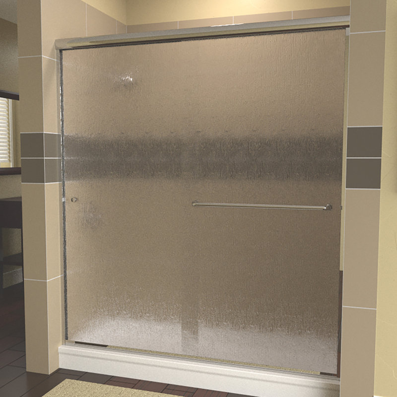 Porte de douche sans cadre Leser l 54 "x H 70,38", Left Opening, Chrome poli