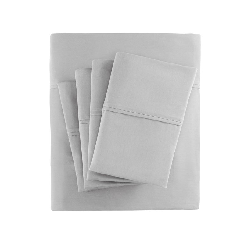 Ensemble de draps en mélange de coton 800 fils, Ensemble de draps pour grand lit + 1 drap-housse +, Gris